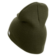 U.S. Army 24th Infantry Division Symbol Embroidered 8 Inch Solid Knit Short Beanie Made in USA - Olive OSFM