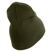 U.S. Army 24th Infantry Division Symbol Embroidered 8 Inch Solid Knit Short Beanie Made in USA - Olive OSFM