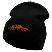 Houston Skyline Embroidered 12 inch Acrylic Blank Cuff Long Beanie