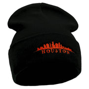 Houston Skyline Embroidered 12 inch Acrylic Blank Cuff Long Beanie