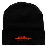 Houston Skyline Embroidered 12 inch Acrylic Blank Cuff Long Beanie