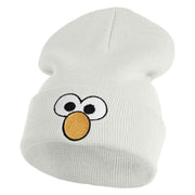 Sesame Puppet Eyes Logo Embroidered 12" Long Knitted Beanie - White OSFM