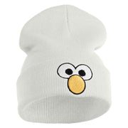 Sesame Puppet Eyes Logo Embroidered 12" Long Knitted Beanie - White OSFM