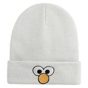 Sesame Puppet Eyes Logo Embroidered 12" Long Knitted Beanie - White OSFM