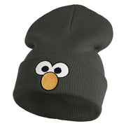 Sesame Puppet Eyes Logo Embroidered 12" Long Knitted Beanie - Dark Grey OSFM