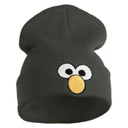 Sesame Puppet Eyes Logo Embroidered 12" Long Knitted Beanie - Dark Grey OSFM