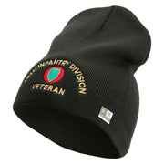 U.S. Army 24th Infantry Division Symbol Embroidered 8 Inch Solid Knit Short Beanie Made in USA - Graphite OSFM