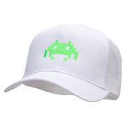 Alien Invades Embroidered Solid Cotton Twill Mesh Prostyle Cap - White OSFM