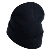 Anime Ninja Headband Embroidered 12" Long Knitted Beanie - Navy OSFM