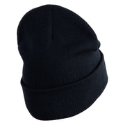 Anime Ninja Headband Embroidered 12" Long Knitted Beanie - Navy OSFM