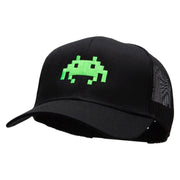 Alien Invades Embroidered Solid Cotton Twill Mesh Prostyle Cap - Black OSFM