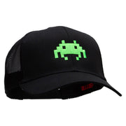 Alien Invades Embroidered Solid Cotton Twill Mesh Prostyle Cap - Black OSFM