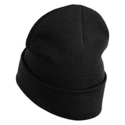 Anime Ninja Headband Embroidered 12" Long Knitted Beanie - Black OSFM