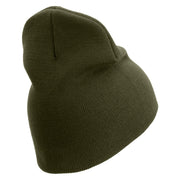 U.S. Army 25th Infantry Division Symbol Embroidered 8 Inch Solid Knit Short Beanie Made in USA - Olive OSFM