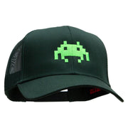 Alien Invades Embroidered Solid Cotton Twill Mesh Prostyle Cap - Dk-Green OSFM