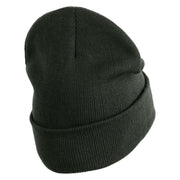 Anime Ninja Headband Embroidered 12" Long Knitted Beanie - Dark Grey OSFM