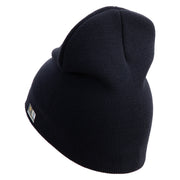 U.S. Army 25th Infantry Division Symbol Embroidered 8 Inch Solid Knit Short Beanie Made in USA - Navy OSFM