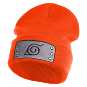 Anime Ninja Headband Embroidered 12" Long Knitted Beanie - Orange OSFM