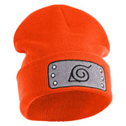 Anime Ninja Headband Embroidered 12" Long Knitted Beanie - Orange OSFM