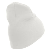 U.S. Army 25th Infantry Division Symbol Embroidered 8 Inch Solid Knit Short Beanie Made in USA - White OSFM