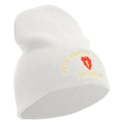 U.S. Army 25th Infantry Division Symbol Embroidered 8 Inch Solid Knit Short Beanie Made in USA - White OSFM