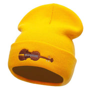 Violin Embroidered 12 Inch Long Knitted Beanie