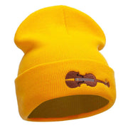 Violin Embroidered 12 Inch Long Knitted Beanie