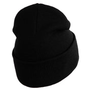 Thriller Wordmark Logo Embroidered 12" Long Knitted Beanie - Black OSFM