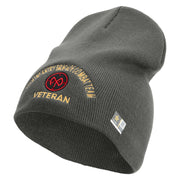 U.S. Army 27th Infantry Brigade Combat Team Symbol Embroidered 8 Inch Solid Knit Short Beanie Made in USA - Charcoal OSFM
