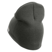 U.S. Army 27th Infantry Brigade Combat Team Symbol Embroidered 8 Inch Solid Knit Short Beanie Made in USA - Charcoal OSFM