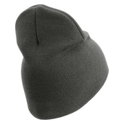 U.S. Army 27th Infantry Brigade Combat Team Symbol Embroidered 8 Inch Solid Knit Short Beanie Made in USA - Charcoal OSFM