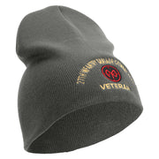 U.S. Army 27th Infantry Brigade Combat Team Symbol Embroidered 8 Inch Solid Knit Short Beanie Made in USA - Charcoal OSFM