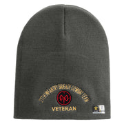 U.S. Army 27th Infantry Brigade Combat Team Symbol Embroidered 8 Inch Solid Knit Short Beanie Made in USA - Charcoal OSFM