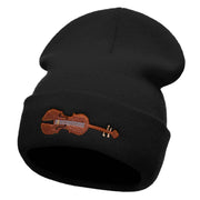 Violin Embroidered 12 Inch Long Knitted Beanie