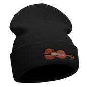 Violin Embroidered 12 Inch Long Knitted Beanie