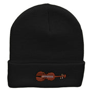 Violin Embroidered 12 Inch Long Knitted Beanie