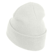 Thriller Wordmark Logo Embroidered 12" Long Knitted Beanie - White OSFM