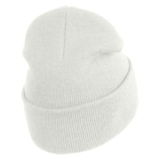Thriller Wordmark Logo Embroidered 12" Long Knitted Beanie - White OSFM