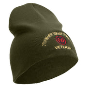 U.S. Army 27th Infantry Brigade Combat Team Symbol Embroidered 8 Inch Solid Knit Short Beanie Made in USA - Olive OSFM