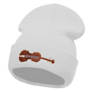 Violin Embroidered 12 Inch Long Knitted Beanie