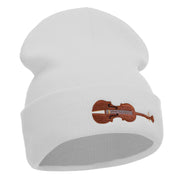 Violin Embroidered 12 Inch Long Knitted Beanie