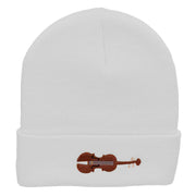 Violin Embroidered 12 Inch Long Knitted Beanie