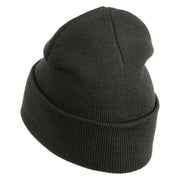 Thriller Wordmark Logo Embroidered 12" Long Knitted Beanie - Dark Grey OSFM