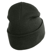 Thriller Wordmark Logo Embroidered 12" Long Knitted Beanie - Dark Grey OSFM
