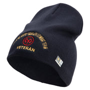 U.S. Army 27th Infantry Brigade Combat Team Symbol Embroidered 8 Inch Solid Knit Short Beanie Made in USA - Navy OSFM