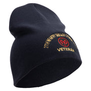 U.S. Army 27th Infantry Brigade Combat Team Symbol Embroidered 8 Inch Solid Knit Short Beanie Made in USA - Navy OSFM