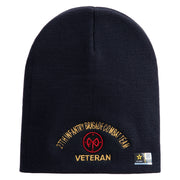U.S. Army 27th Infantry Brigade Combat Team Symbol Embroidered 8 Inch Solid Knit Short Beanie Made in USA - Navy OSFM