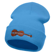 Violin Embroidered 12 Inch Long Knitted Beanie