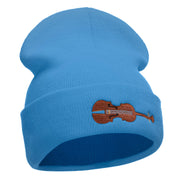 Violin Embroidered 12 Inch Long Knitted Beanie