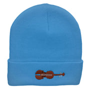 Violin Embroidered 12 Inch Long Knitted Beanie